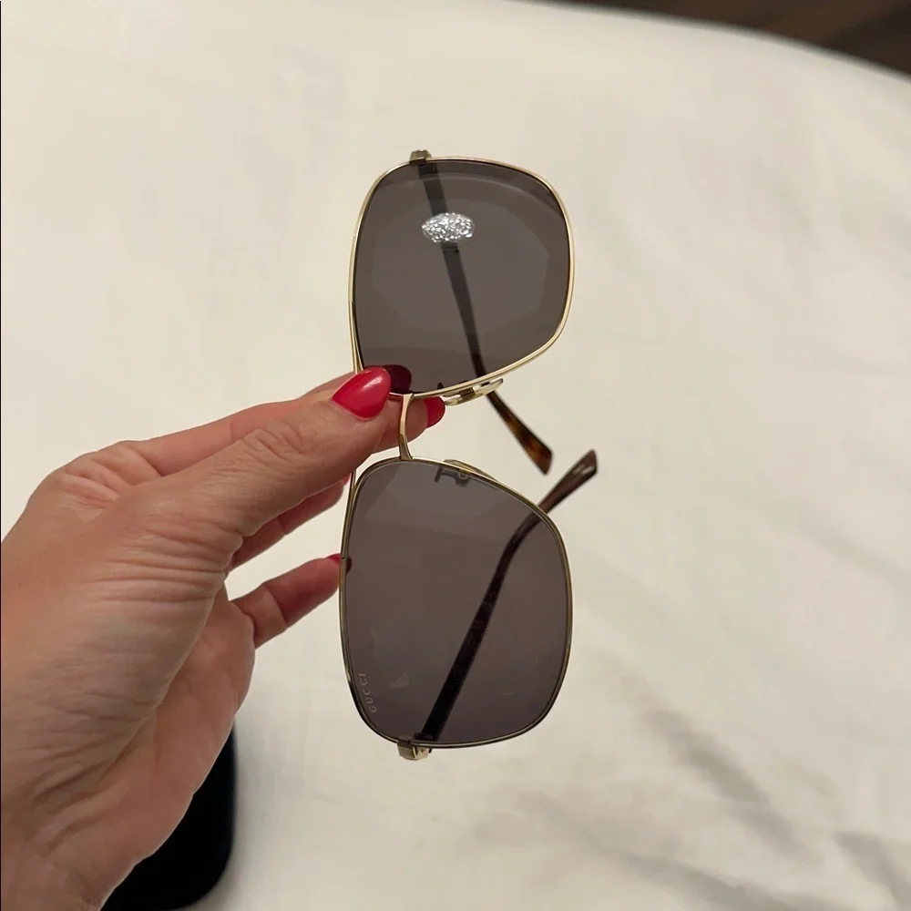 Gucci Gold Frame Sunglasses with Dark Lenses